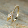 Women's Copper Wing Feather Ring Inlaid With Zircon Geometric Style Jewelry