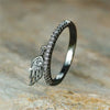 Women's Copper Wing Feather Ring Inlaid With Zircon Geometric Style Jewelry