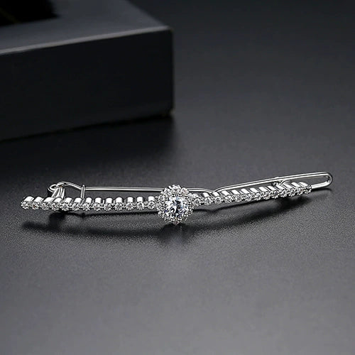 Women's Copper Zircon Bar Hair Clip Geometric Oneword Bangs Side Clip Simple Elegant Fashion Hair Accessory Gift
