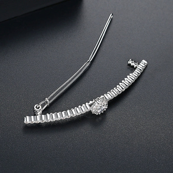 Women's Copper Zircon Bar Hair Clip Geometric Oneword Bangs Side Clip Simple Elegant Fashion Hair Accessory Gift