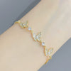 Women's Copper Zircon Butterfly Bracelet With Geometric Design Electroplated Finish And Adjustable Pull Closure