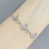 Women's Copper Zircon Butterfly Bracelet With Geometric Design Electroplated Finish And Adjustable Pull Closure