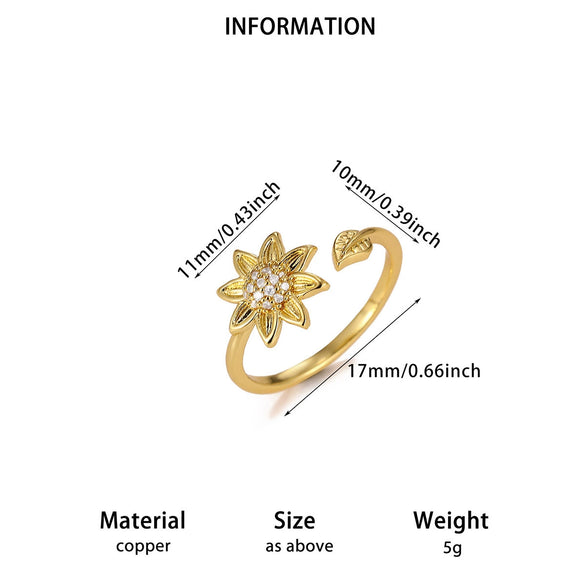 Women's Copper Zircon Butterfly Open Ring With Cute Animal Design And Gold Plated Finish Wholesale Fashion Jewelry