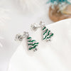 Women's Copper Zircon Christmas Tree Earrings With Geometric Star Design Holiday Jewelry