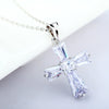 Women's Copper Zircon Cross Necklace With Geometric Pendant And Electroplated Finish Fashion Jewelry Wholesale