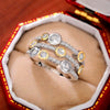Women's Copper Zircon Double Color Hollow Geometric Ring
