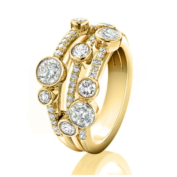 Women's Copper Zircon Double Color Hollow Geometric Ring