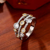Women's Copper Zircon Double Color Hollow Geometric Ring