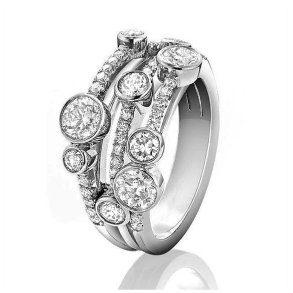 Women's Copper Zircon Double Color Hollow Geometric Ring