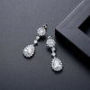 Women's Copper Zircon Drop Earrings Electroplated Bridal Wedding Jewelry With Elegant Teardrop Design