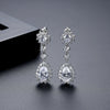Women's Copper Zircon Drop Earrings Electroplated Bridal Wedding Jewelry With Elegant Teardrop Design