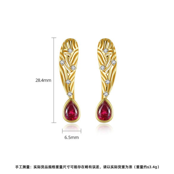 Women's Copper Zircon Drop Earrings With Creative Courtinspired Design And Elegant Statement Style