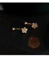 Women's Copper Zircon Flower Earrings With Screw Buckle Electroplated Elegant Light Luxury Petal Design