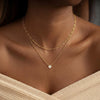 Women's Copper Zircon Four Leaf Clover Necklace Geometric Pendant With O Shaped Chain Electroplated Minimalist Fashion Jewelry
