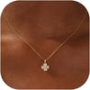 Women's Copper Zircon Four Leaf Clover Necklace Geometric Pendant With O Shaped Chain Electroplated Minimalist Fashion Jewelry