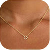 Women's Copper Zircon Four Leaf Clover Necklace Geometric Pendant With O Shaped Chain Electroplated Minimalist Fashion Jewelry