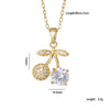Women's Copper Zircon Fruit Red Cherry Pendant Necklace With Electroplating And Mixed Gemstone Inlay