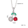 Women's Copper Zircon Fruit Red Cherry Pendant Necklace With Electroplating And Mixed Gemstone Inlay