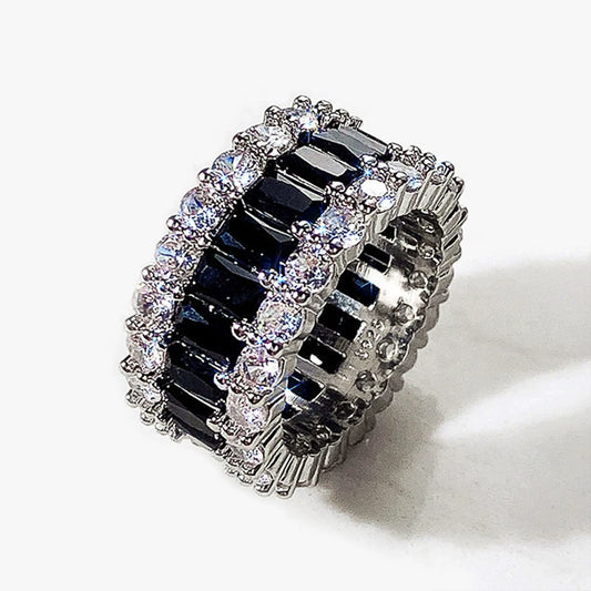 Women's Copper Zircon Full Circle Ring With Geometric Design