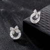 Women's Copper Zircon Geometric Circle Bow Stud Earrings
