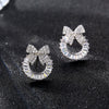 Women's Copper Zircon Geometric Circle Bow Stud Earrings