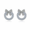 Women's Copper Zircon Geometric Circle Bow Stud Earrings