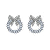 Women's Copper Zircon Geometric Circle Bow Stud Earrings