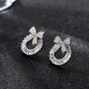 Women's Copper Zircon Geometric Circle Bow Stud Earrings