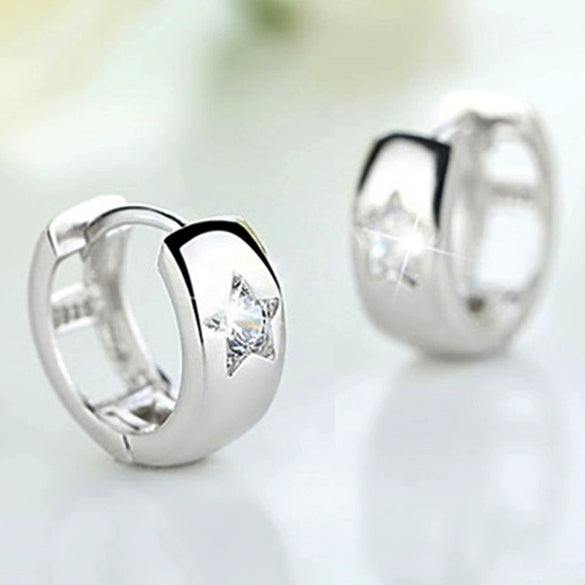 Women's Copper Zircon Geometric Fivepointed Star Earrings Popular Jewelry Wholesale