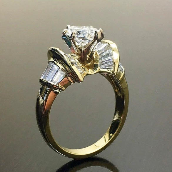 Women's Copper Zircon Geometric Horse Eye Shaped Ring Hand Jewelry