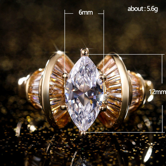 Women's Copper Zircon Geometric Horse Eye Shaped Ring Hand Jewelry