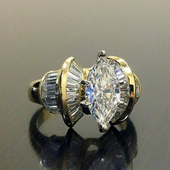 Women's Copper Zircon Geometric Horse Eye Shaped Ring Hand Jewelry