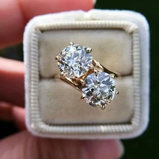 Women's Copper Zircon Geometric Ring For Proposal Engagement