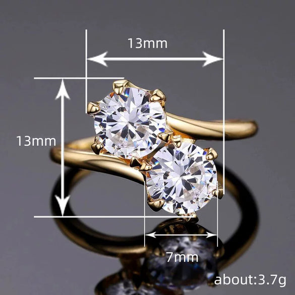 Women's Copper Zircon Geometric Ring For Proposal Engagement