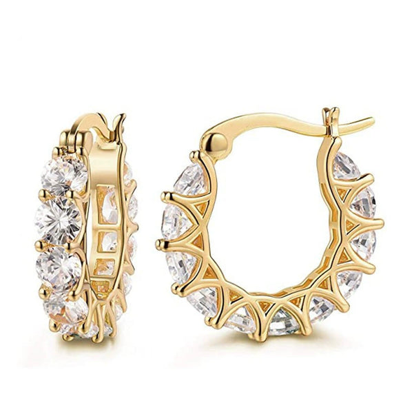 Women's Copper Zircon Geometric Style Earrings