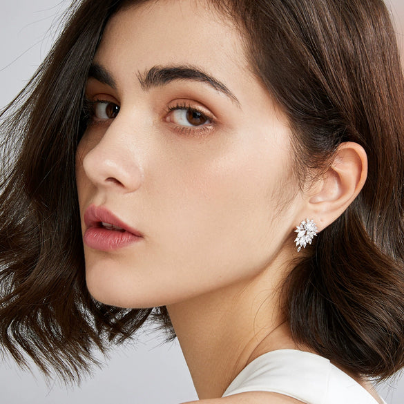 Women's Copper Zircon Geometry Drop Earrings Real Gold Electroplated Fashion Statement Jewelry