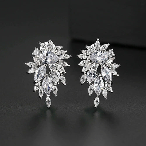 Women's Copper Zircon Geometry Drop Earrings Real Gold Electroplated Fashion Statement Jewelry