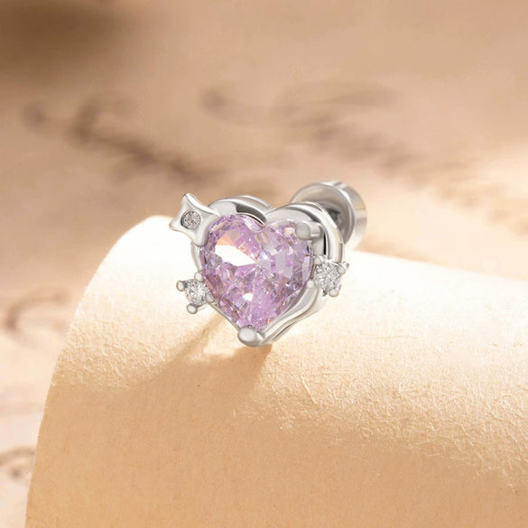 Women's Copper Zircon Heart Shape Earrings Set With Diamonds
