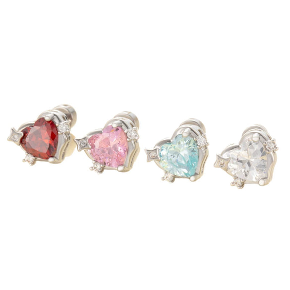 Women's Copper Zircon Heart Shape Earrings Set With Diamonds