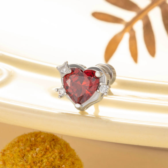 Women's Copper Zircon Heart Shape Earrings Set With Diamonds