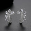 Women's Copper Zircon Inlaid Leaf Pattern Fashion Earrings Elegant Wholesale Jewelry