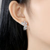 Women's Copper Zircon Inlaid Leaf Pattern Fashion Earrings Elegant Wholesale Jewelry