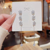 Women's Copper Zircon Inlaid Petal And Flower Design Long Tassel Earrings