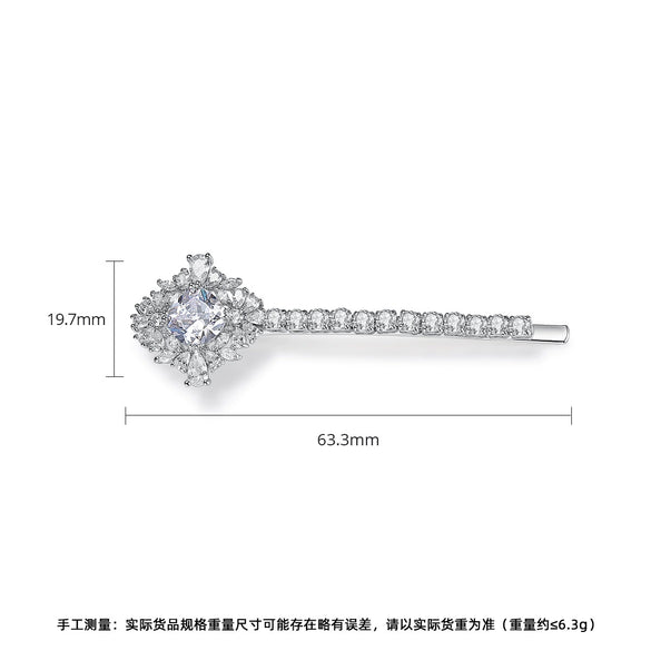 Women's Copper Zircon Inlaid Side Hair Clip Geometric Fashion Bangs Hairpin With Sparkling Stone Detail Wholesale Hair Accessory