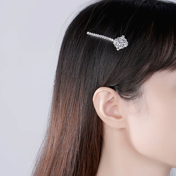 Women's Copper Zircon Inlaid Side Hair Clip Geometric Fashion Bangs Hairpin With Sparkling Stone Detail Wholesale Hair Accessory