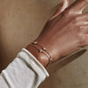 Women's Copper Zircon Inlay Fourleaf Clover Bracelet With Letters Numbers Text Pattern