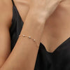 Women's Copper Zircon Inlay Fourleaf Clover Bracelet With Letters Numbers Text Pattern