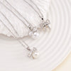 Women's Copper Zircon Necklace With Bow Pearl Pendant Electroplating Mixed Gemstone Inlay Light Luxury Design