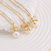 Women's Copper Zircon Necklace With Bow Pearl Pendant Electroplating Mixed Gemstone Inlay Light Luxury Design