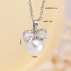 Women's Copper Zircon Necklace With Bow Pearl Pendant Electroplating Mixed Gemstone Inlay Light Luxury Design